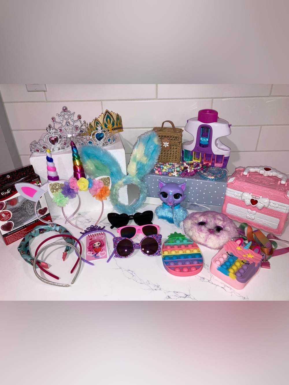 Lot of Kids Accessories - Tiaras, Headbands, Sunglasses, Jewelry, Makeup, etc.